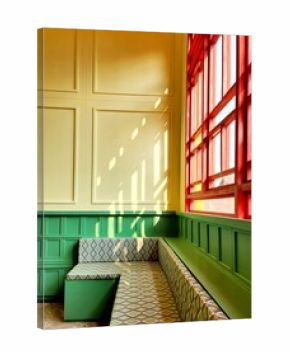 Warm Retro Bedroom Corner Sunlight and Pattern Harmony