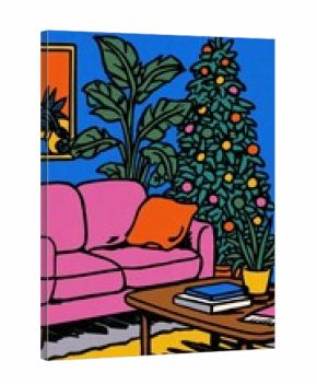 Vibrant retro living room mobile wallpaper