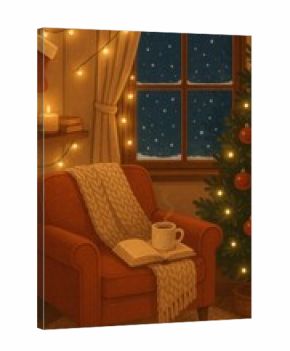 Cozy holiday evening illustration.