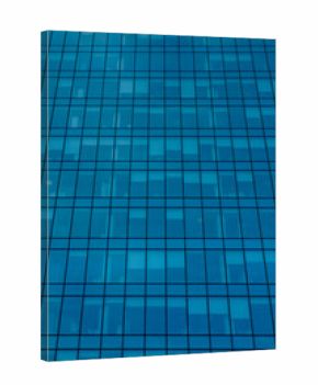 Modern glass office building. Blue glass skyscraper. Urban business tower facade. City architecture background. Corporate office building. Urban architecture texture.