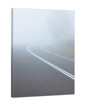 dense fog on curvy mountain road