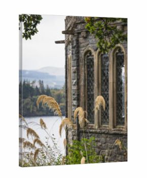 detail of castle tower in autumn
