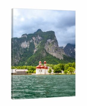 St. Bartholomae church, Koenigssee, Berchtesgardener Land, Upper Bavaria, Germany, Europe.