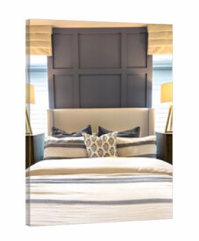 Symmetrical Bedroom Interior with Accent Wall Panel