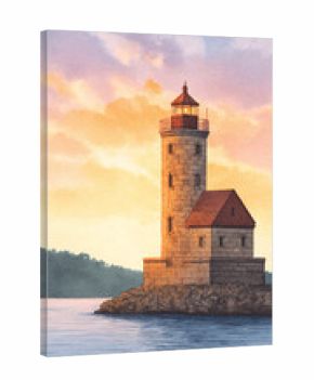 Discover the Majestic Lighthouse at Sunset: A Serene Coastal Landscape Perfect for Exploration and Reflection by the Seaside