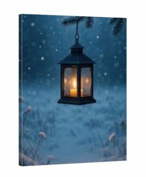 Lantern illuminates snowy night beautifully mobile wallpaper