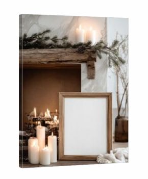 Cozy winter fireplace decor