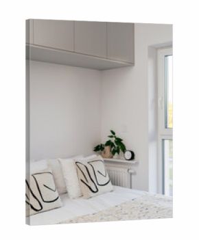 Modern hotel bedroom with cozy bed and simple design for relaxation and comfort