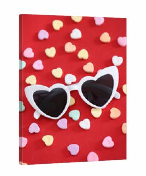 Valentines Day candy with heart eye glasses