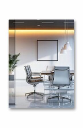 Modern Office Interior Design Showcases Elegant Furniture and Lighting with Contemporary Design Concept.