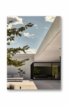 Modern architectural design showcases simplicity and elegance in a tranquil outdoor setting