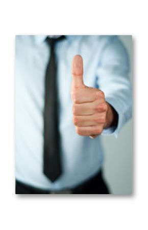 Young business man showing thumb up