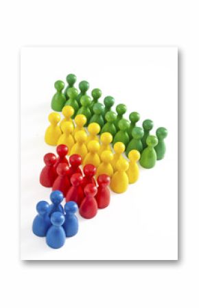 Conceptual image symbolizing things are on the rise, increasing, made from game pawns creating bar chart 