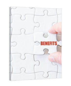 Missing jigsaw puzzle piece with word  BENEFITS