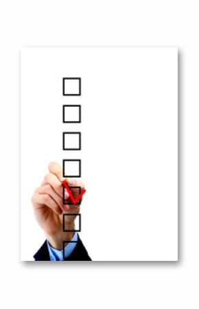 Hand choosing one of three options