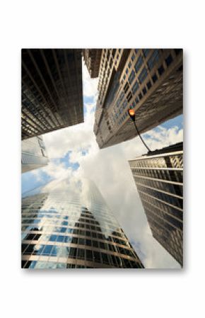 Upward view of Chicago skyscrapers
