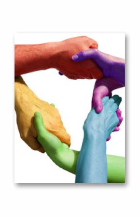 Many hands symbolizing teamwork, power and strength