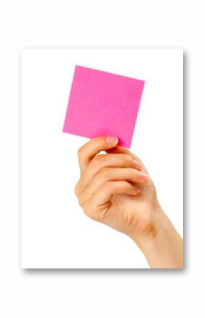 in hand a blank sheet of red paper