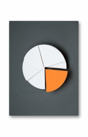 Close up of business pie chart, isolated on grey