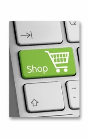 Green Bottom Shop on a Laptop - Close Up
