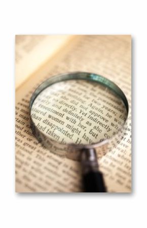 Loupe on Open Old Book - Close Up