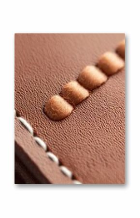 Close Up Brown Leather Texture With White Stitching Detail
