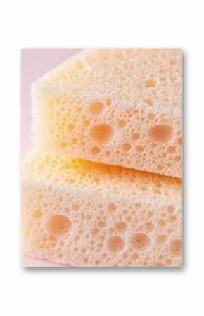 Close-up of Pink Porous Sponge Texture on Pastel Background