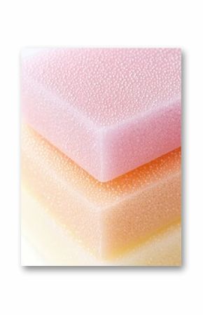 Stack of Pastel Pink Orange and Yellow Foam Blocks Close Up