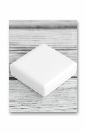 White Square Cosmetic Pad Box Mockup on Wooden Background