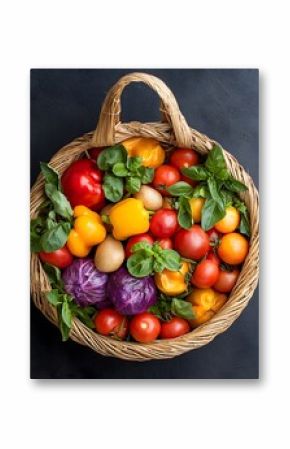 Colorful Assortment of Fresh Vegetables in a Wicker Basket