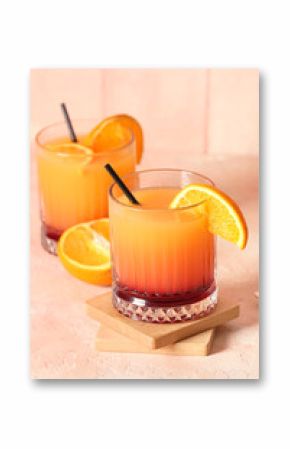 Glasses of tasty mai tai cocktail on table