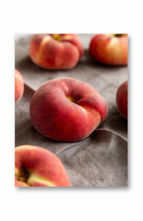 Fresh juicy ripe fig peaches, side view.