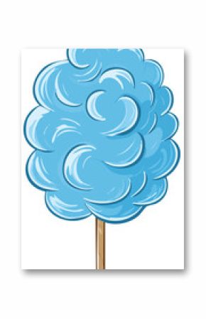 Blue cotton candy on a stick illustration 