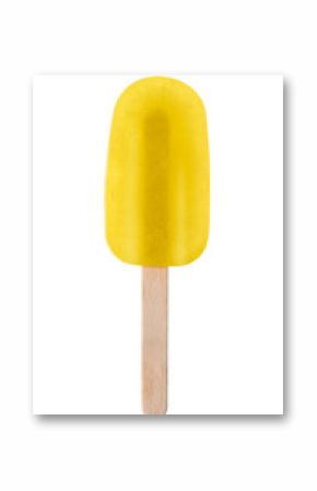 Yummy yellow ice cream on white background