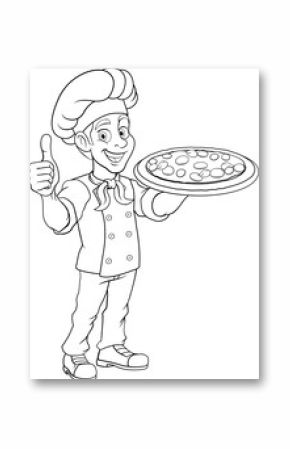 Chef Cartoon Pizza Cook Food Man Mascot Character