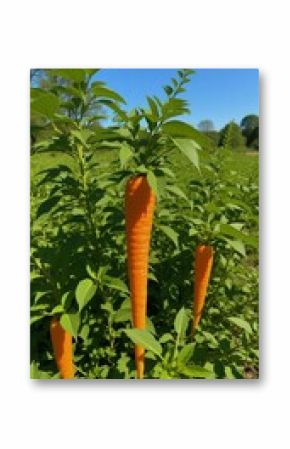 Blossoming carrot plants in a sunlit garden