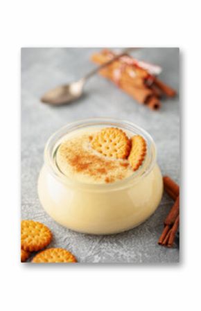 Natilla, Classic Spanish or Latin Custard Dessert. It is made with eggs, milk, sugar, cinnamon, and vanilla.