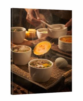 Corn and pork ribs soup, multiple servings