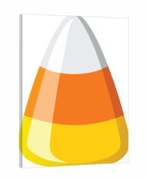 Colorful candy corn, a classic Halloween treat, depicted in a simple, cartoonish style.
