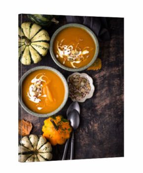 Vegetarian autumn pumpkin cream soup