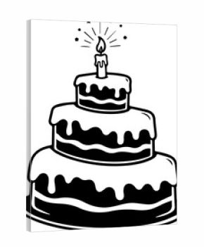 Joyful tiered birthday cake with lit candle and festive sparkles, perfect for celebrations