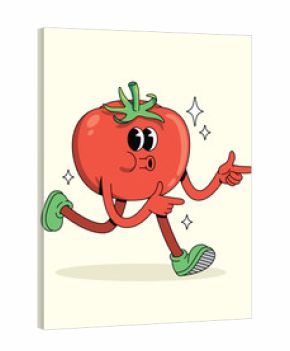 tomato energetic walk groovy cartoon illustration