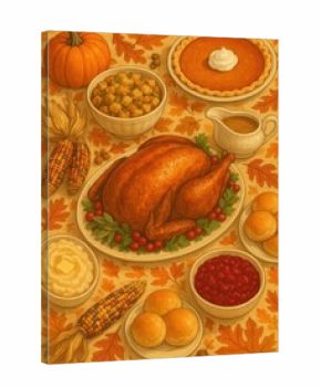 Festive Thanksgiving feast illustration
