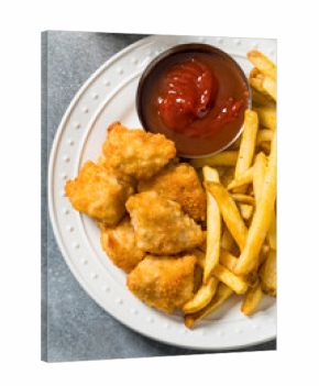 Healthy Breaded Chicken Nuggets and French Fries