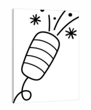 Vector black and white bursting cracker icon. Cute New Year, Christmas or Birthday party popper illustration. Winter holiday flapper or firecracker line clipart, coloring page