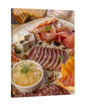 Close up of elegant charcuterie board