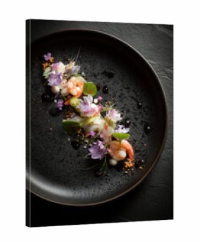 elegant minimal plated dish on a white background