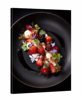 elegant minimal plated dish on a white background