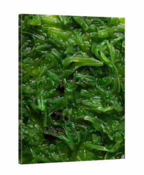 Food background fermented kelp seaweed salad top view