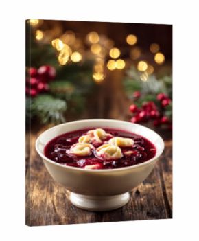 Christmas Beet Soup with Dumplings – AI Generative